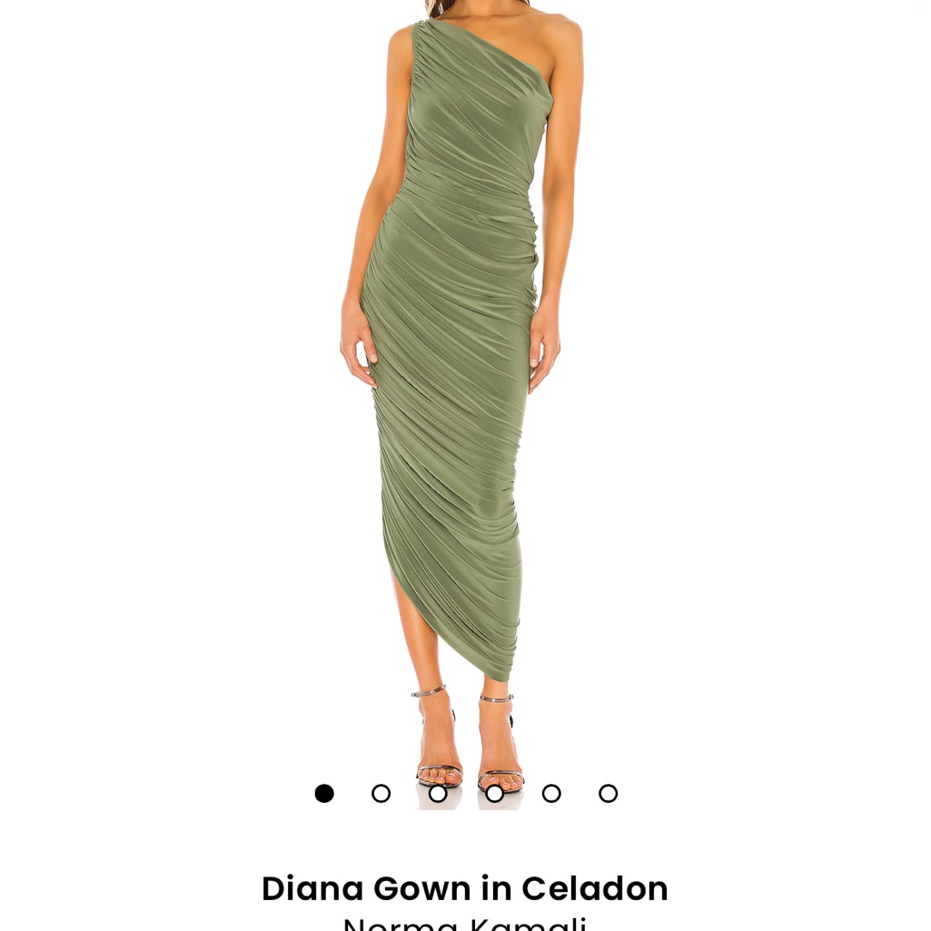 Norma Kamali Green Asymmetrical Ruched Gown